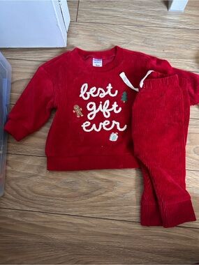Carter's Red Corduroy 'Best Gift Ever' Kids Pajama Set